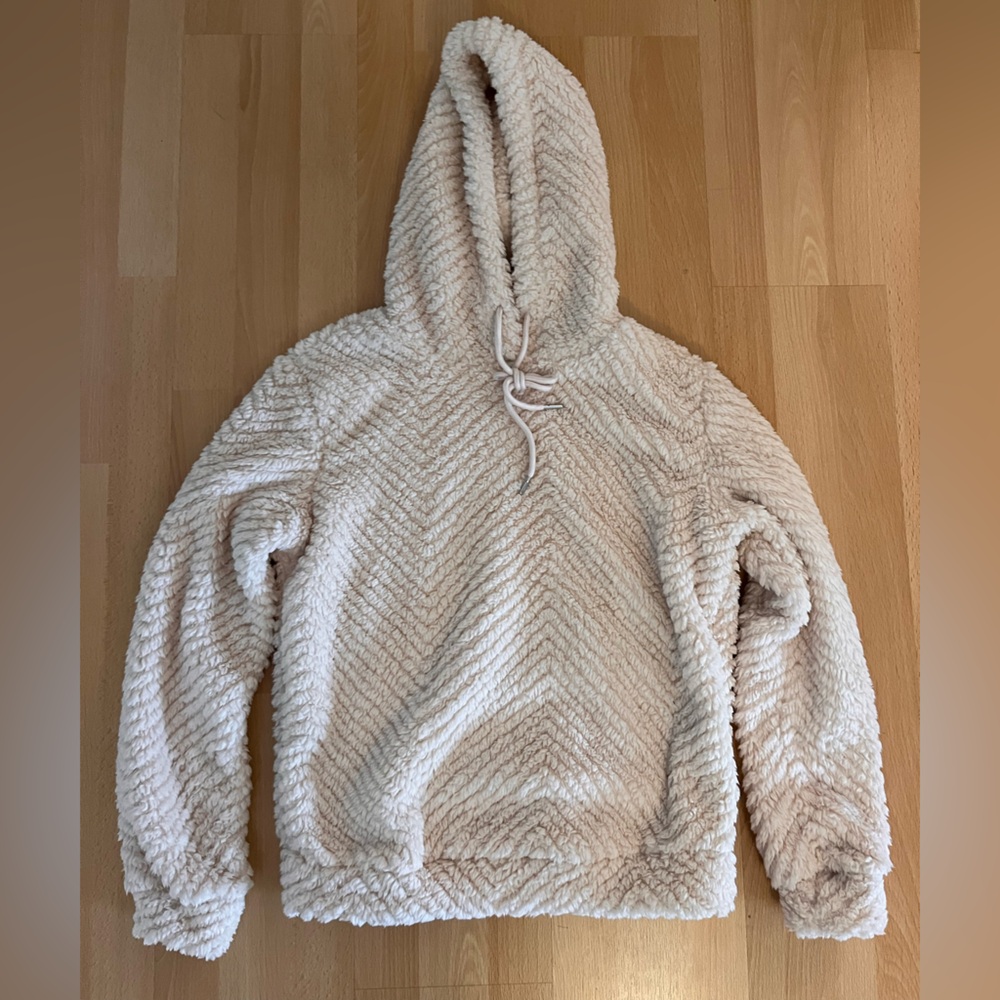 SHEIN Cream Textured Hooded Sweater